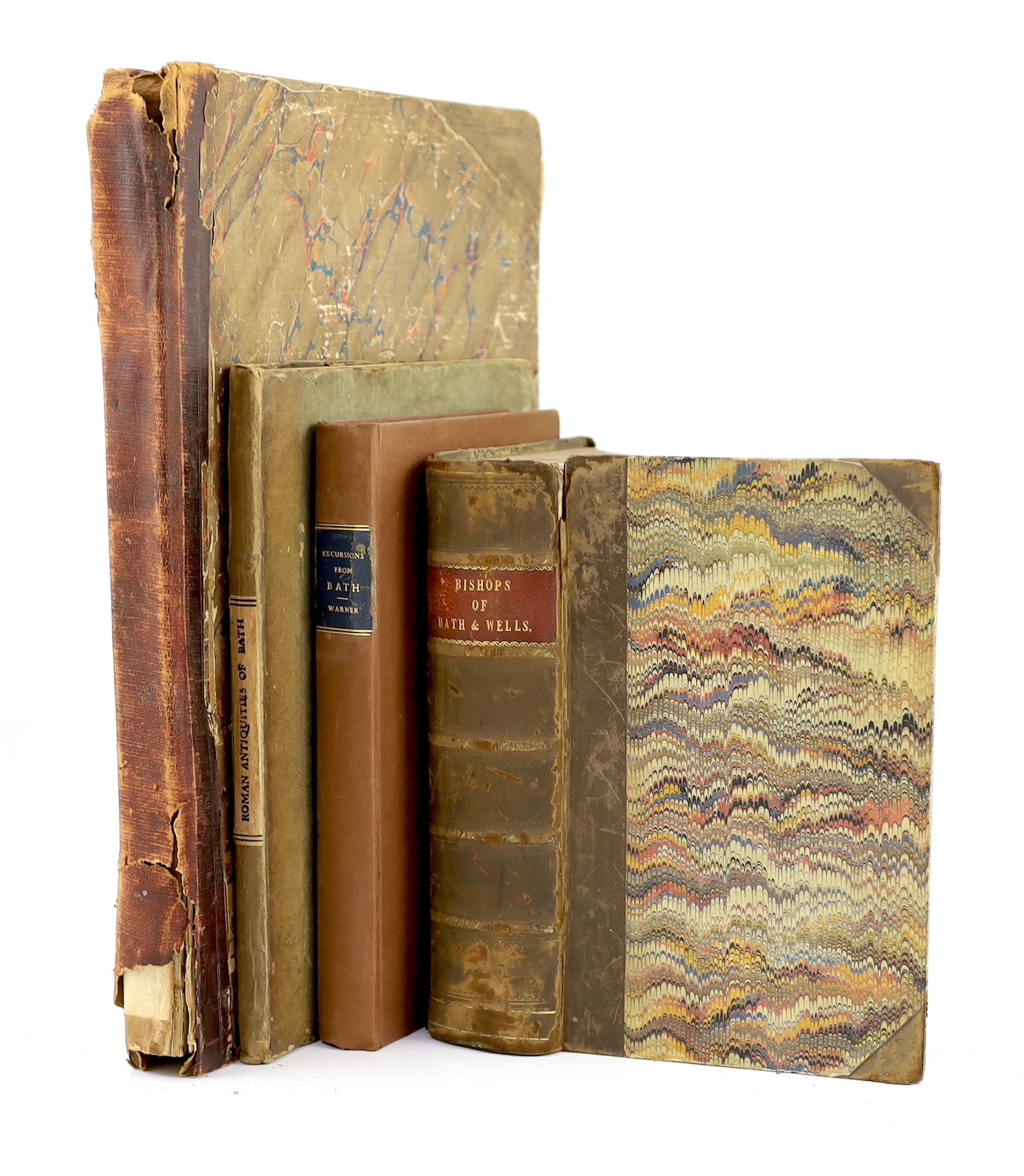 SOMERSET, BATH: Warner, Rev. Richard - Excursions from Bath. title vignette, text sketch maps; rebound cloth with old leather label. Bath, 1801. Cassan, Rev. Stephen Hyde - Lives of the Bishops of Bath and Wells ... 2 vo